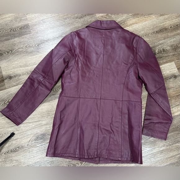Centigrade Plum Leather Jacket Mobwife Y2K Indie Sleaze Matrix sz:S - Picture 7 of 7